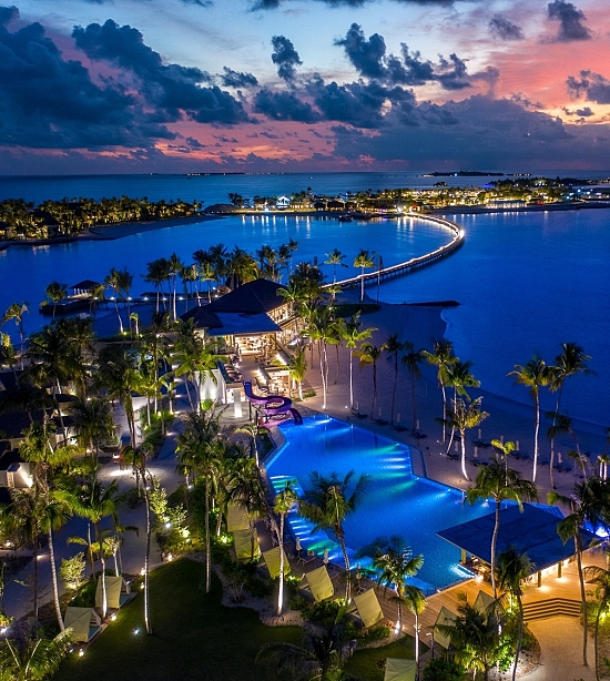 Hard Rock Hotel Maldives by night