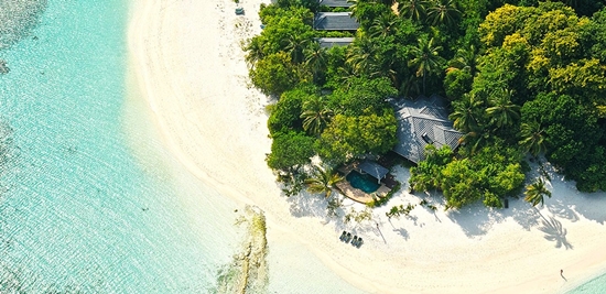 Plaa na Royal Island Malediwy z lotu ptaka